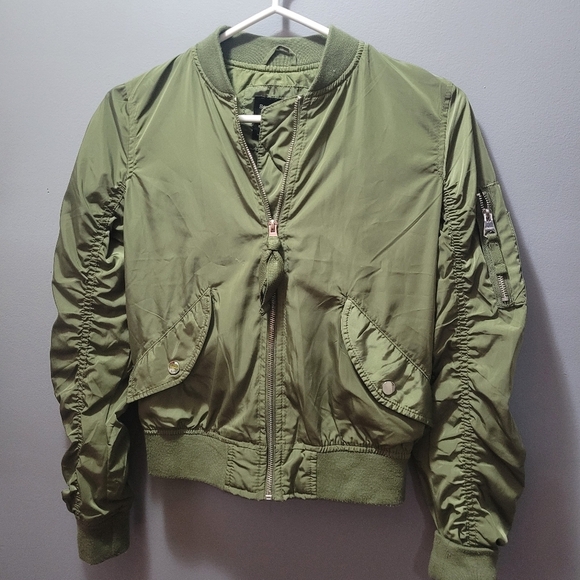 Bershka Olive Green Bomber Style Jacket XS - Picture 3 of 8